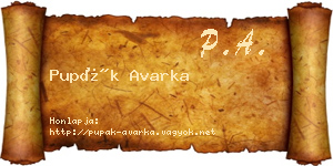 Pupák Avarka névjegykártya
